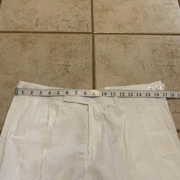 Vintage Style High-Waist Wide Leg Trousers White Linen Blend Pants Size 14 - Picture 4 of 7